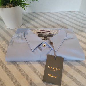 Ted Baker NWT Mens Long Sleeve Satin Stretch Shirt Modern Fit